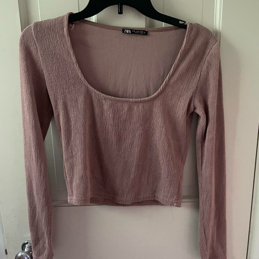 Zara Women's Mauve Long Sleeve Blouse